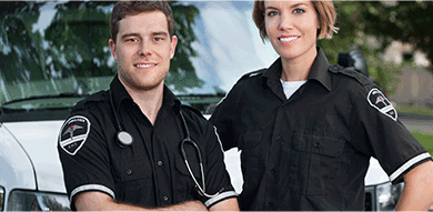 Male and female Emergency Medical Technicians