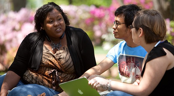 Students study on the lawn during Community Hour.