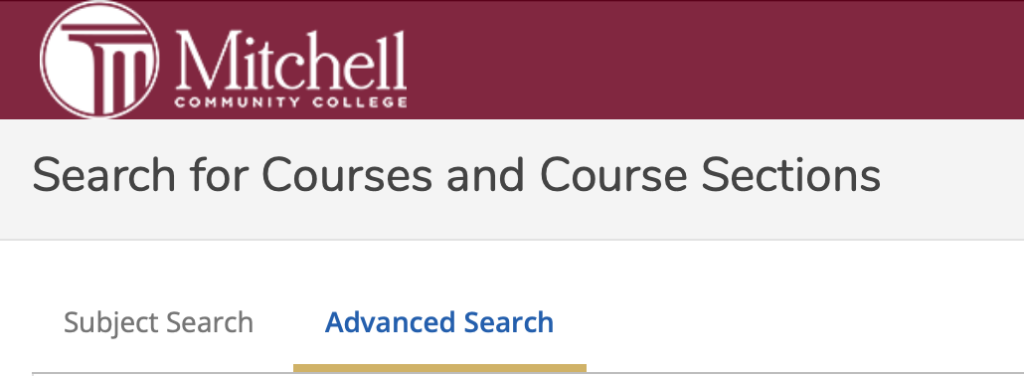 Screenshot of "Search for Courses and Course Sections" in Self-Service.