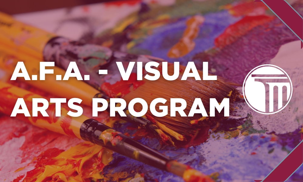 Banner mit der Aufschrift „AFA – Visual Arts Program“.